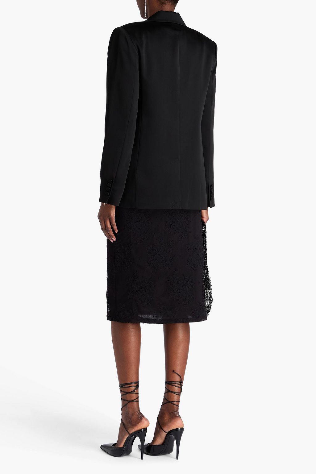 SIMKHAI Norah double-breasted crepe-satin blazer