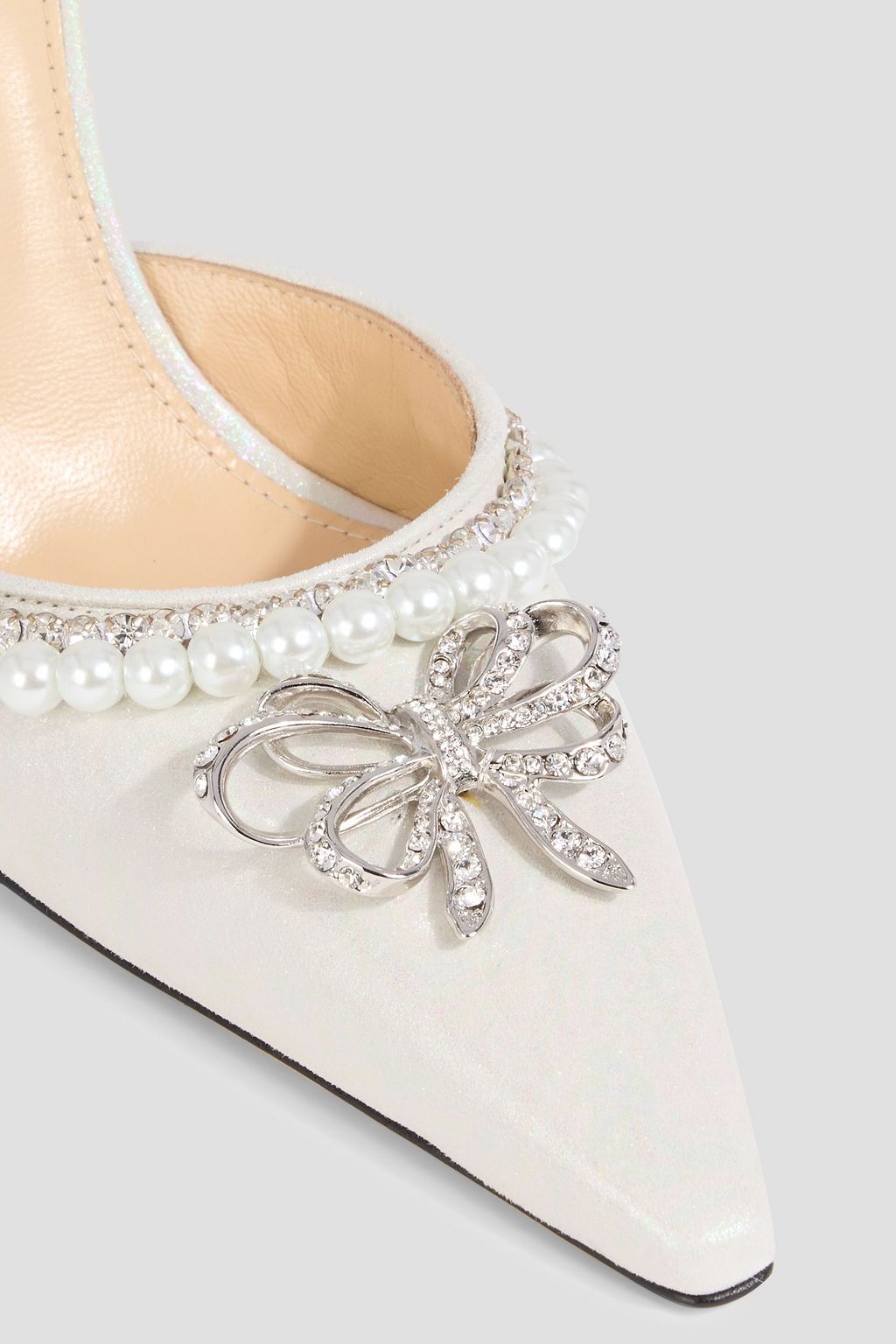 MACH & MACH Bow of Elizabeth embellished iridescent leather pumps