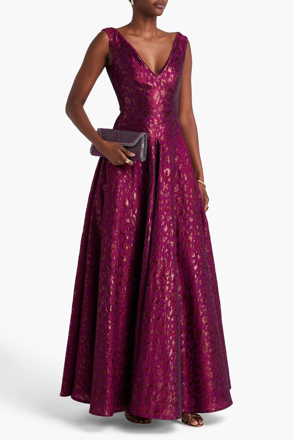 TALBOT RUNHOF Metallic jacquard gown