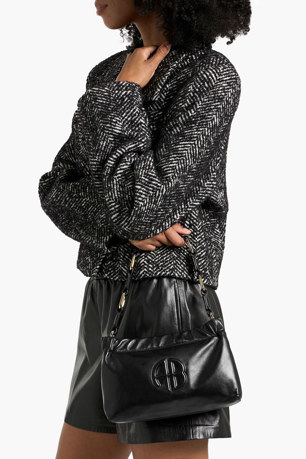 ANINE BING Kate embossed leather shoulder bag