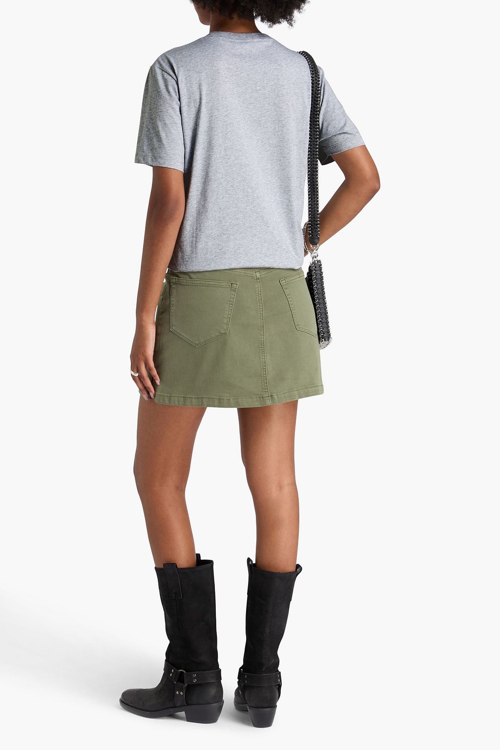 RABANNE T-Shirt aus Baumwoll-Jersey mit Flammgarneffekt und Applikationen