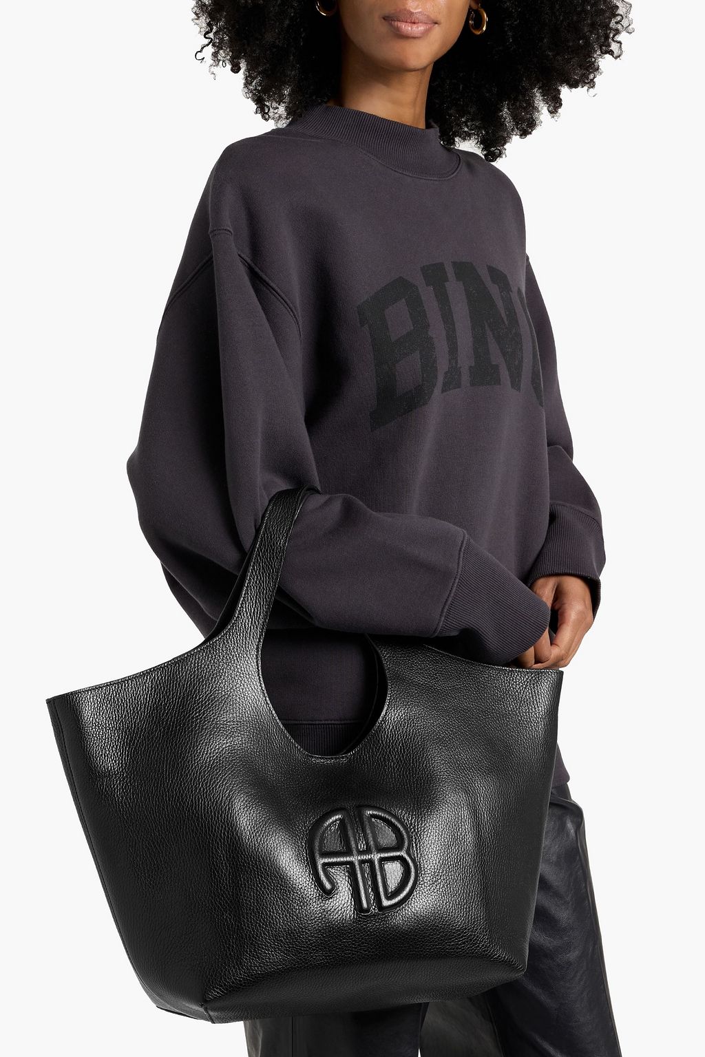 ANINE BING Lili embossed pebbled-leather tote