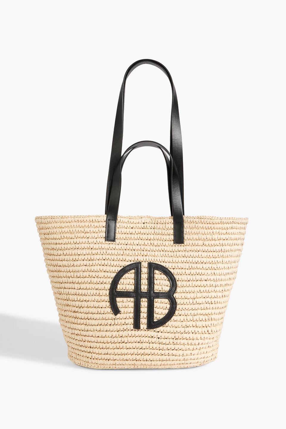 Palermo leather-trimmed faux raffia tote