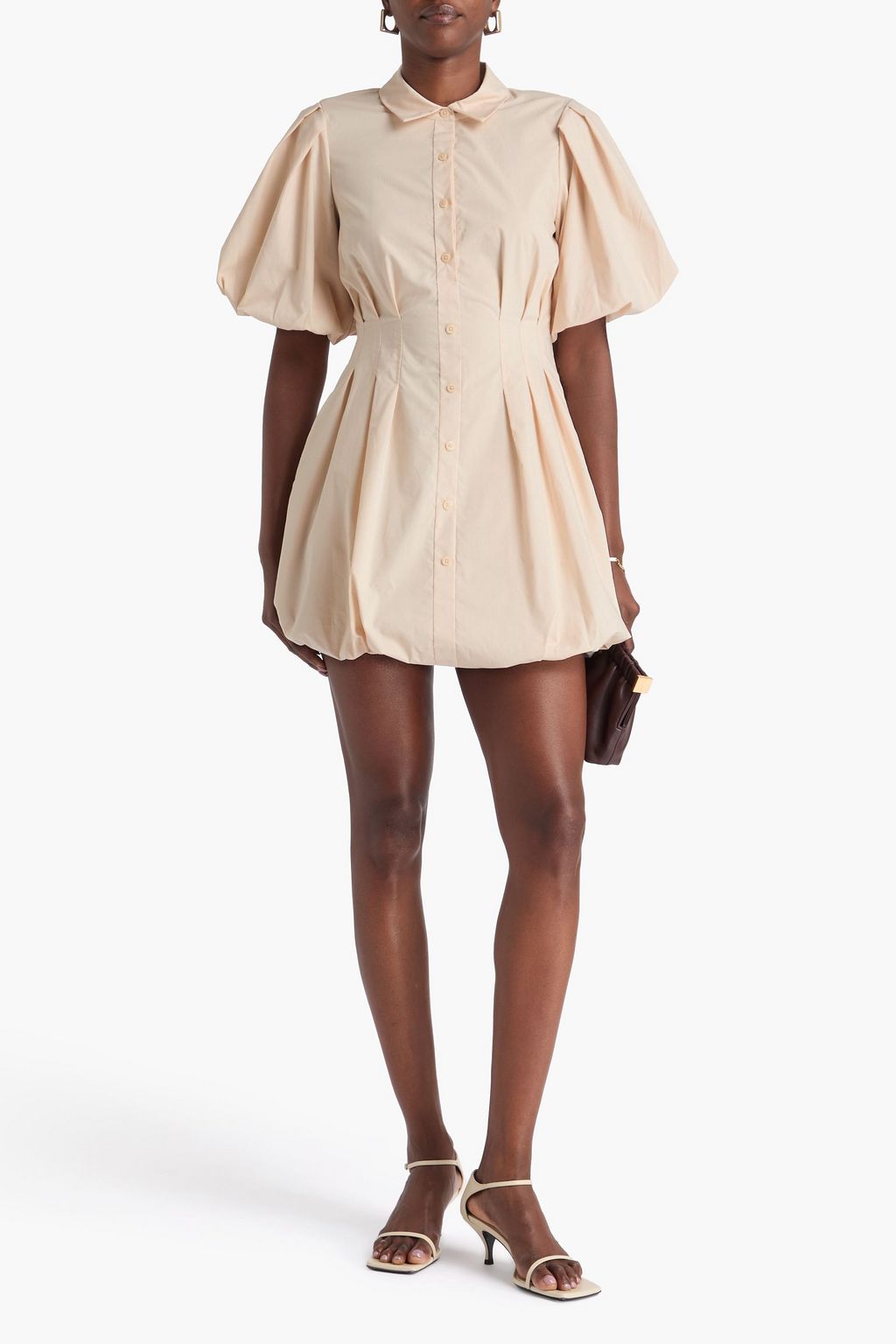 SIMKHAI Plissiertes Minikleid aus Popeline aus einer Baumwollmischung