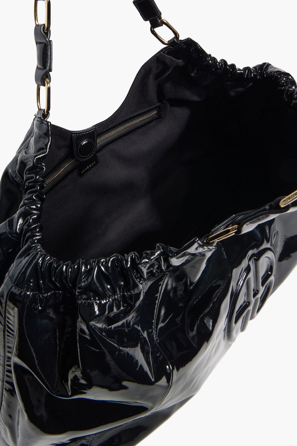 ANINE BING Kate embossed patent-leather tote