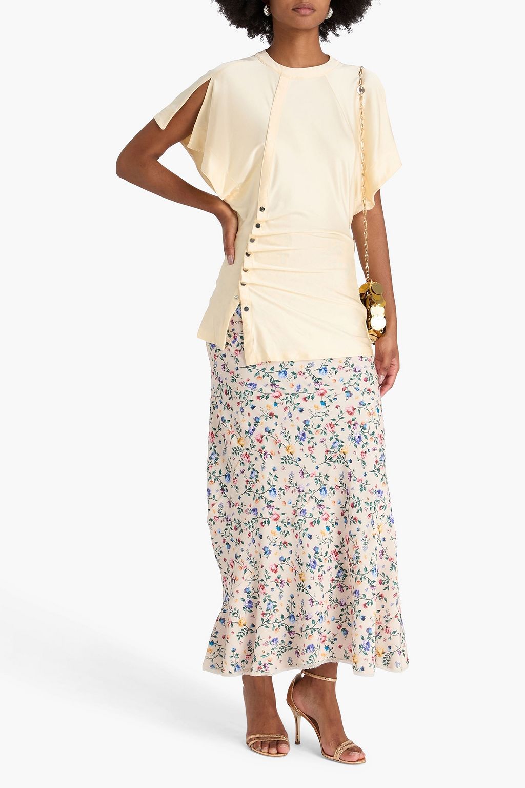 RABANNE Snap-detailed stretch-jersey top