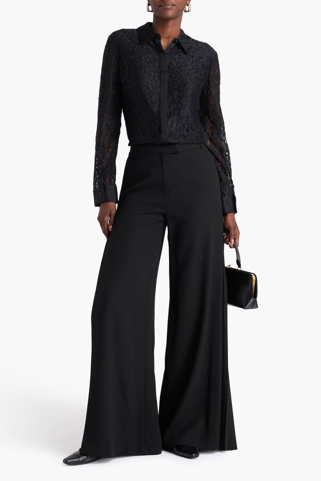 SIMKHAI Lilo pleated crepe wide-leg pants