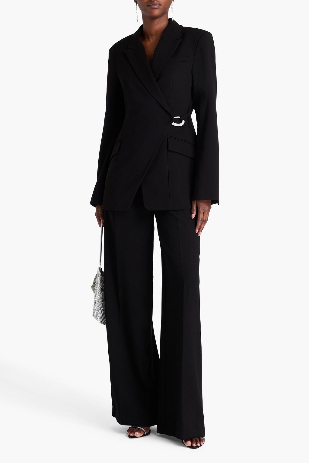 SIMKHAI Eva crystal-embellished crepe blazer
