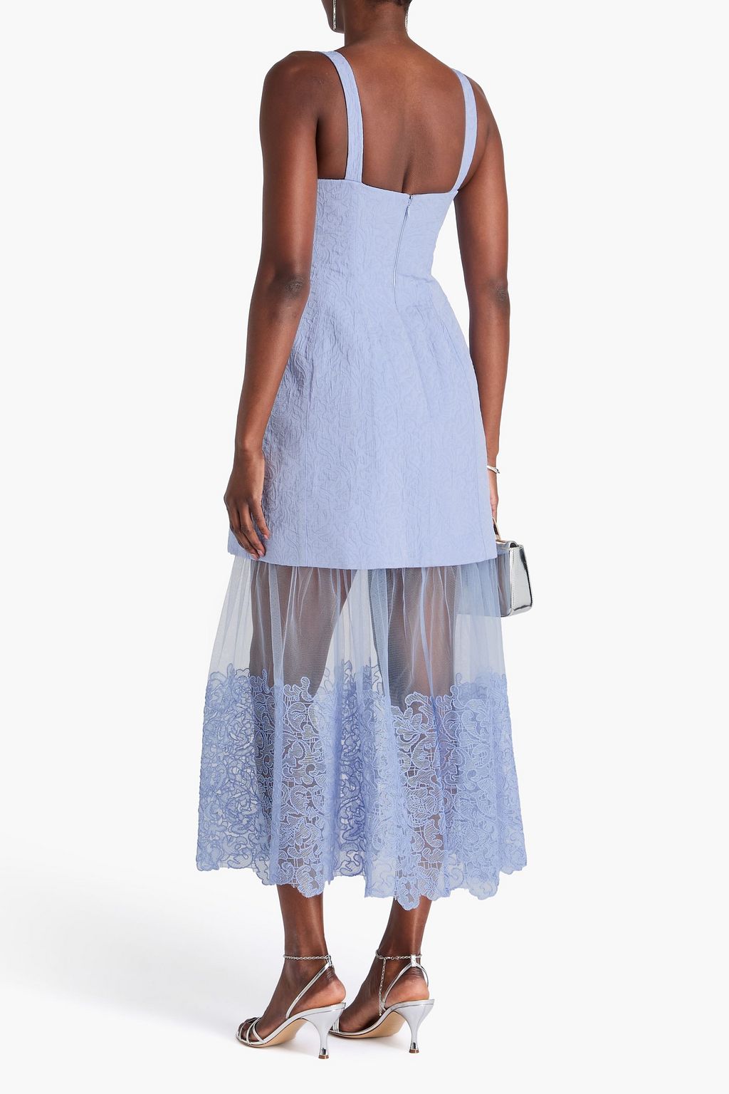 SIMKHAI Layered cloqué and tulle midi dress