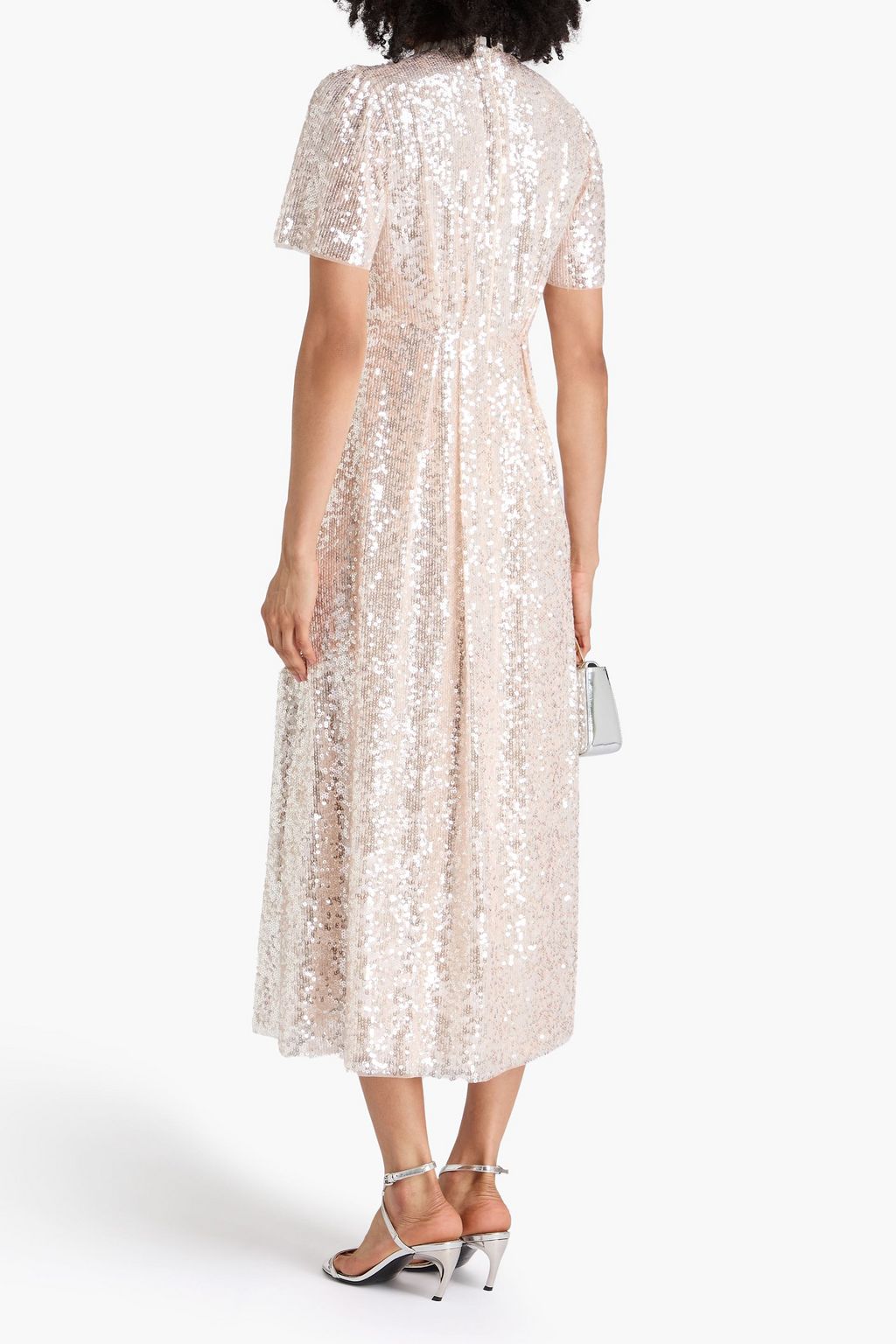 NEEDLE & THREAD Mila pleated sequined tulle midi dress