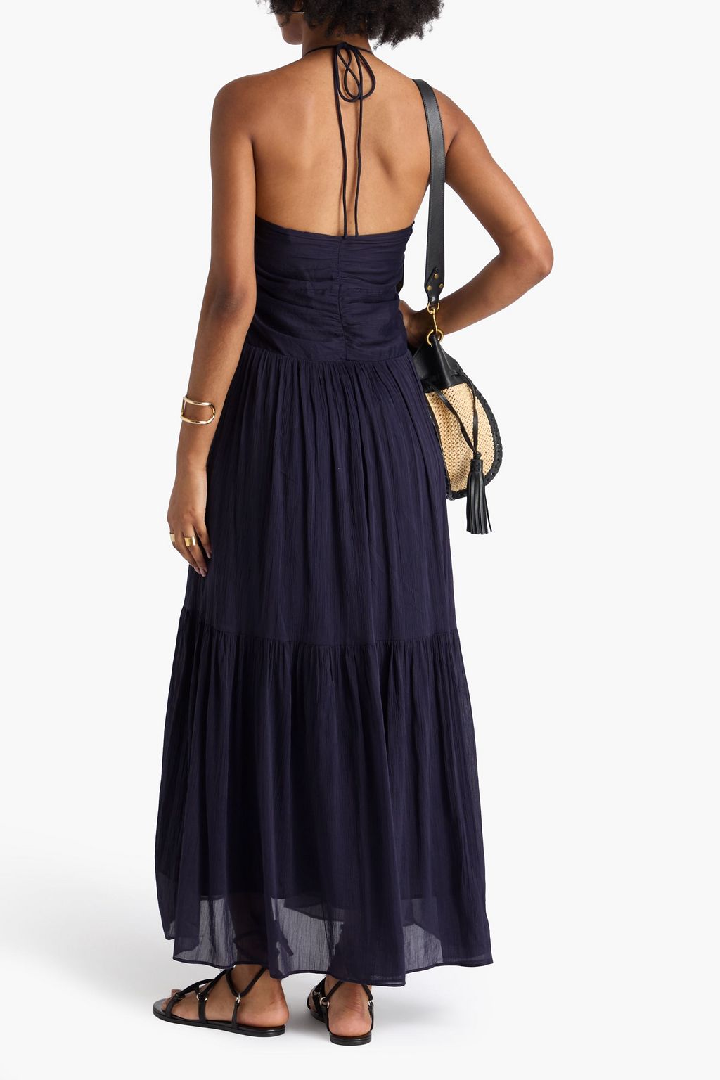 MARANT ÉTOILE Birona tiered cotton and silk-blend crepon maxi dress