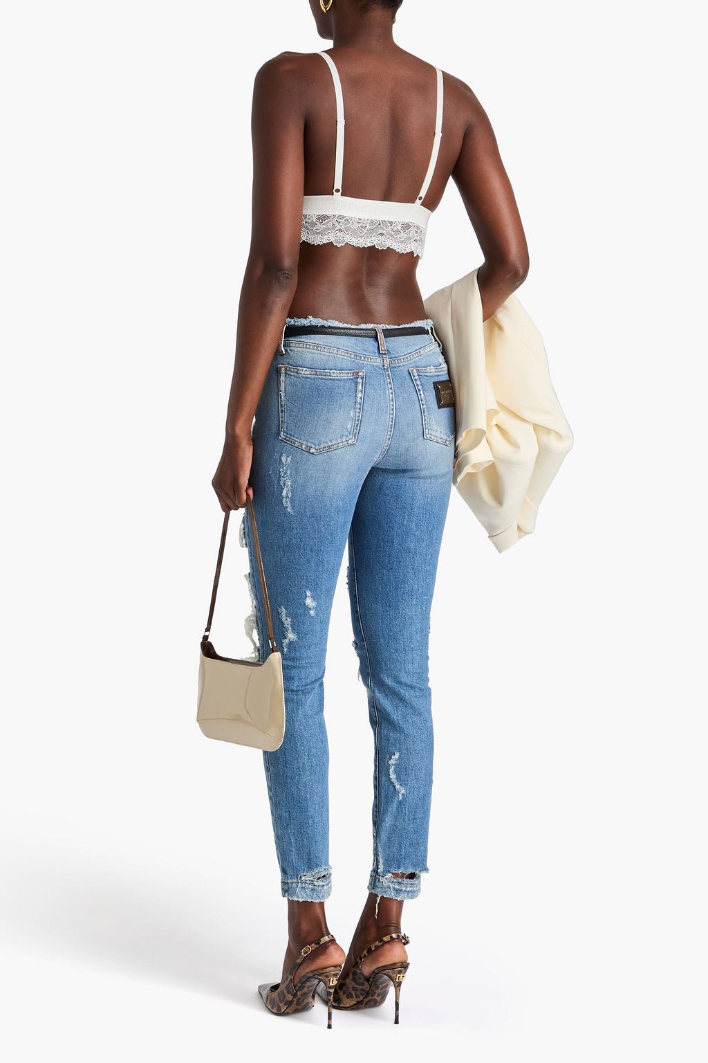 DOLCE&GABBANA Distressed high-rise skinny jeans