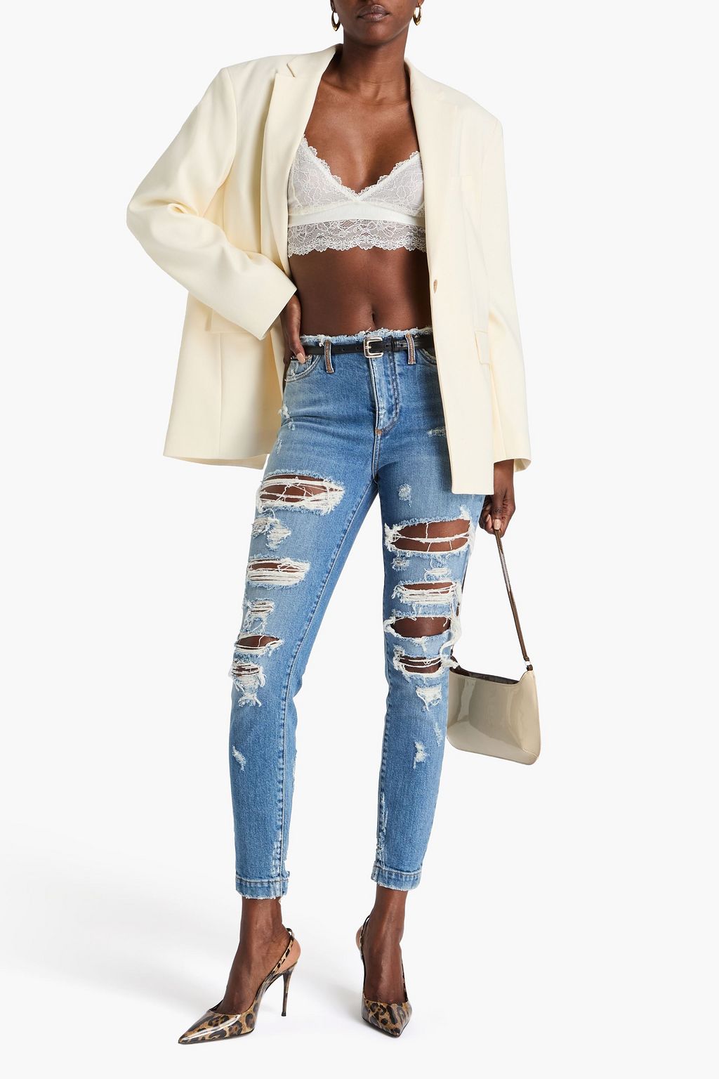 DOLCE&GABBANA Distressed high-rise skinny jeans