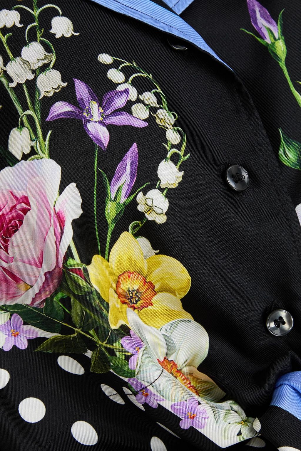 DOLCE&GABBANA Cropped printed silk-twill shirt