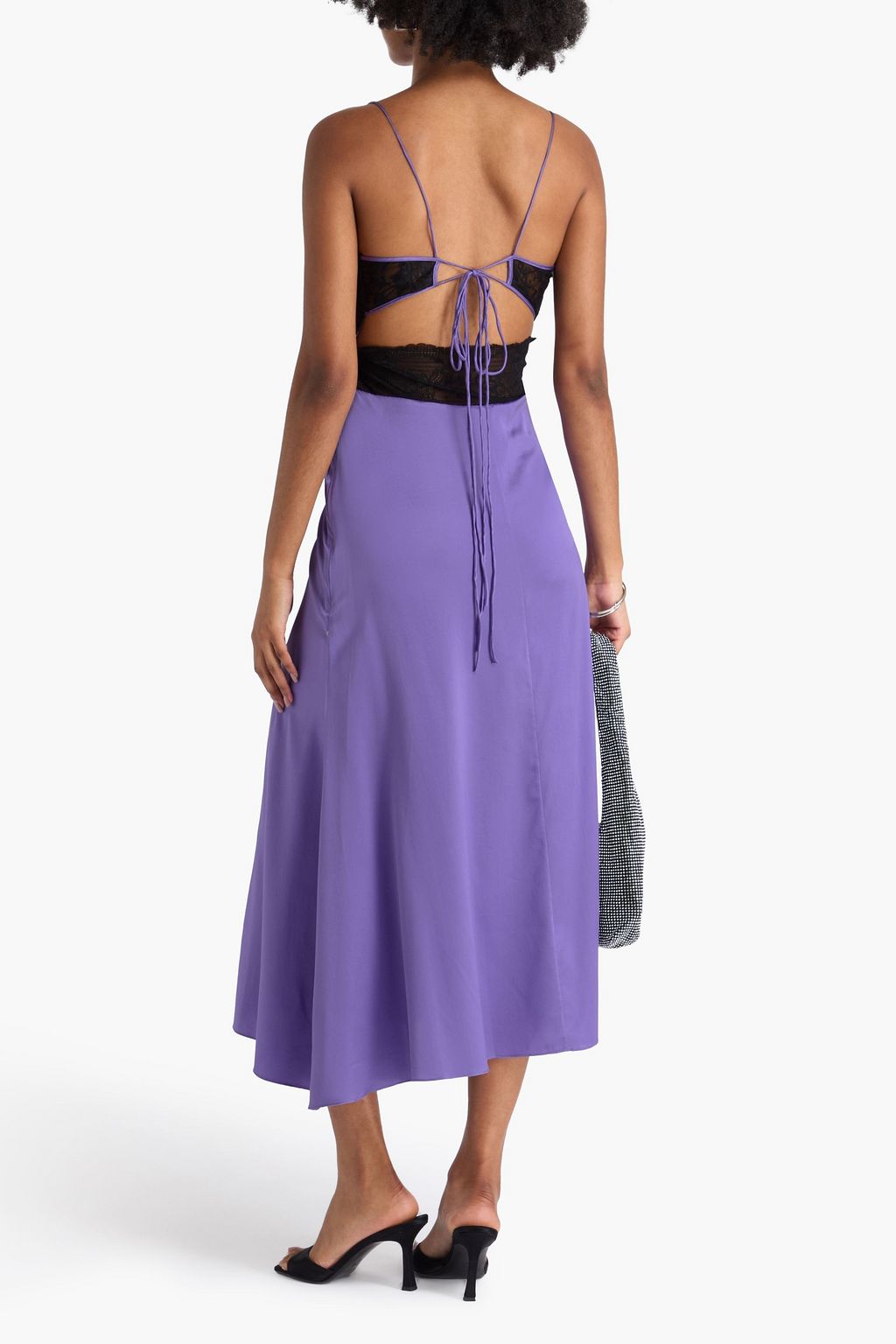 NATASHA ZINKO Lace-paneled stretch-silk satin midi dress