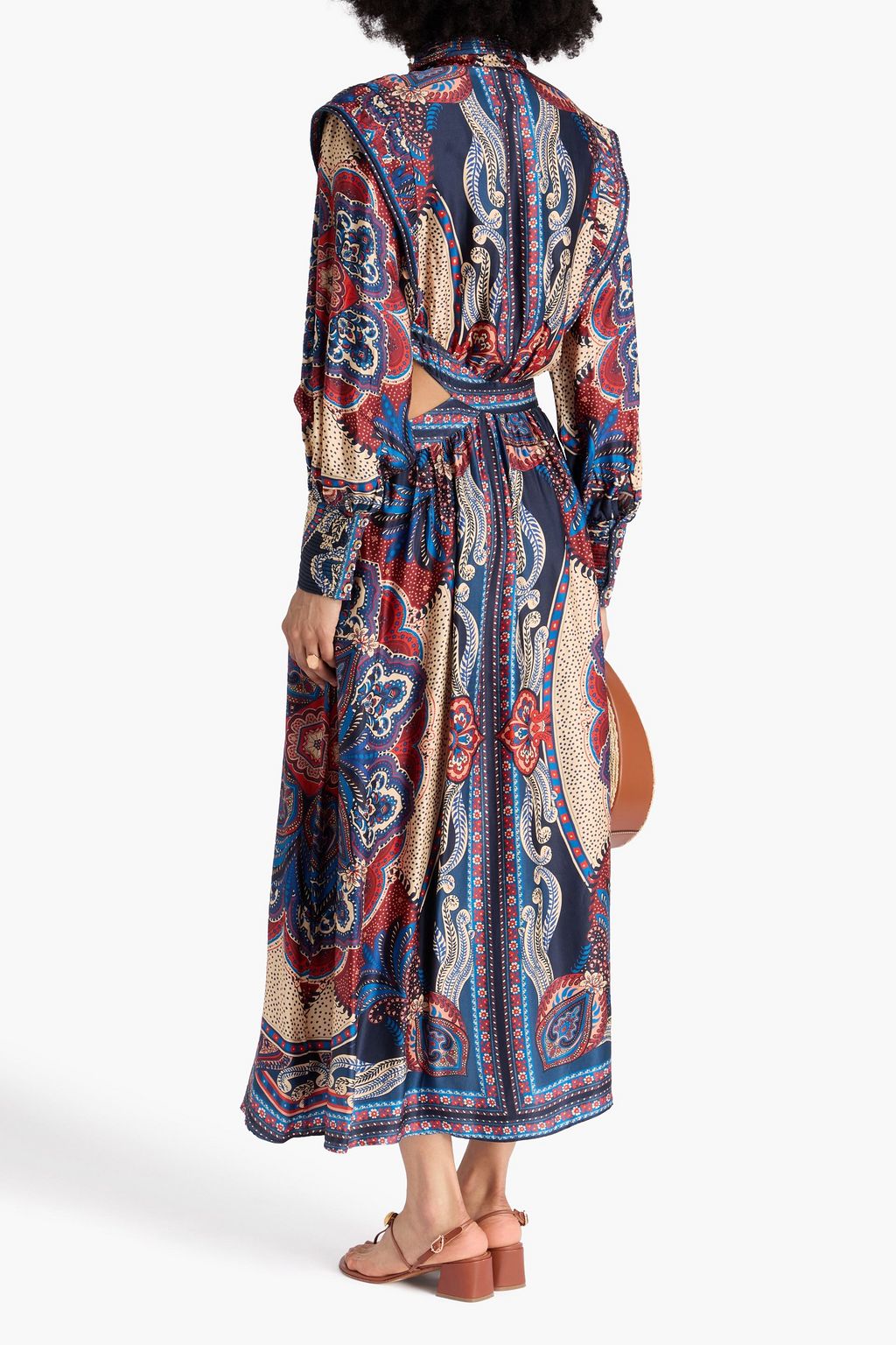 FARM RIO Midikleid aus Satin mit Print, Twist-Detail und Cut-outs
