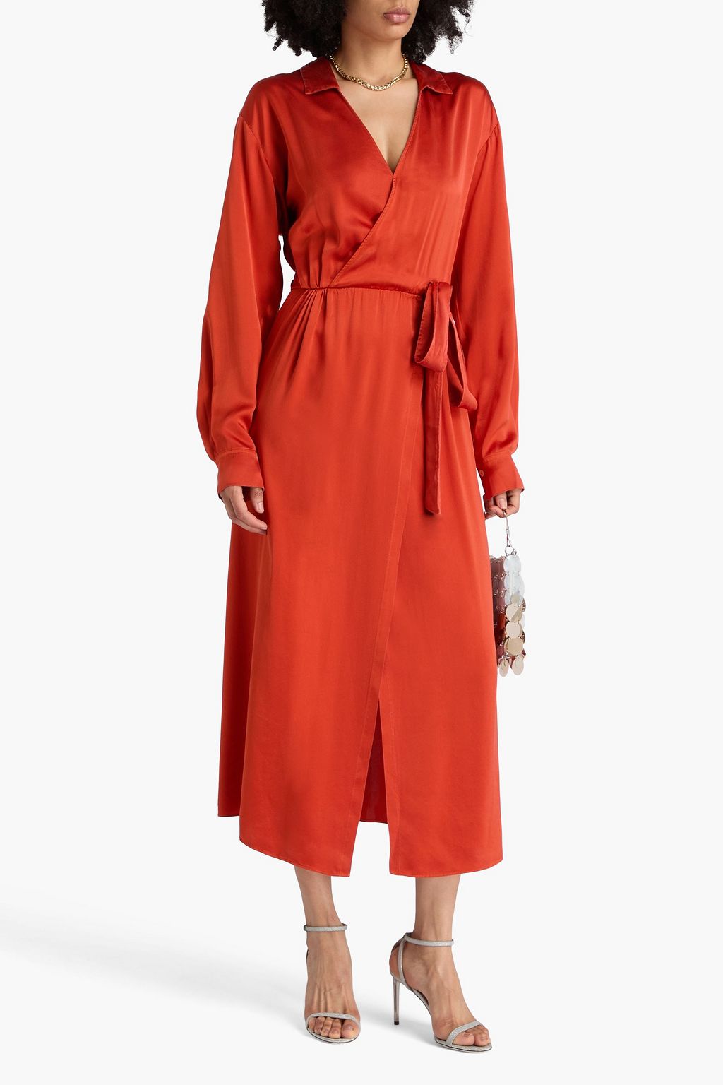 FORTE_FORTE Wrap-effect silk-satin midi dress
