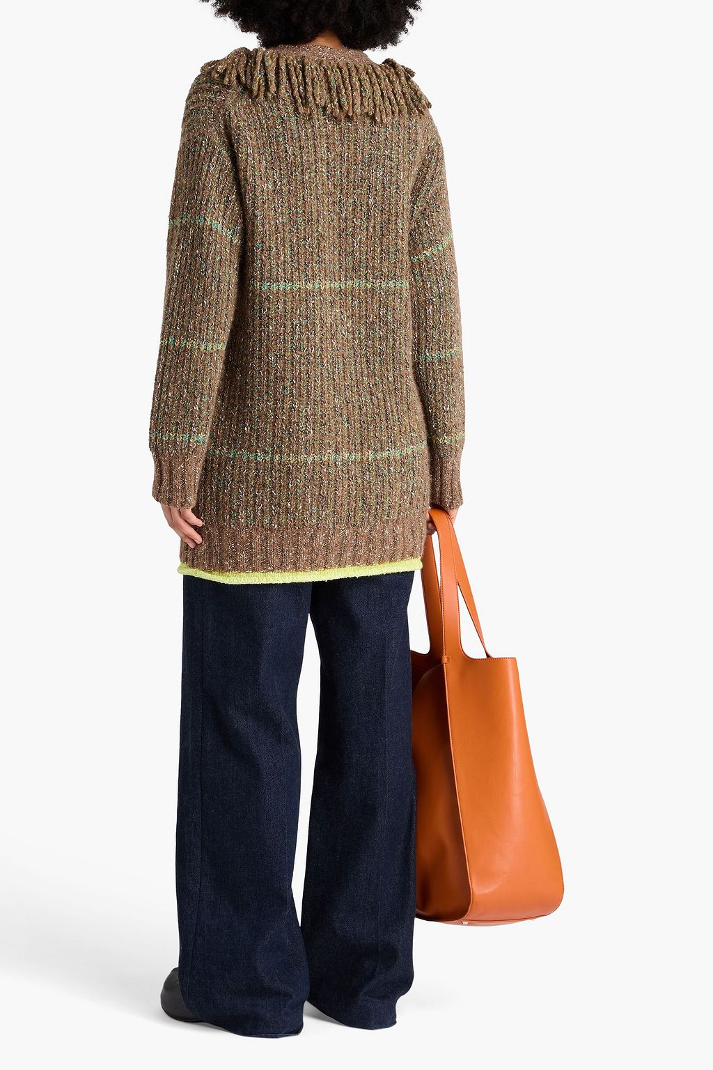 STELLA MCCARTNEY Cardigan aus einer gerippten Baumwoll-Wollmischung mit Fransen