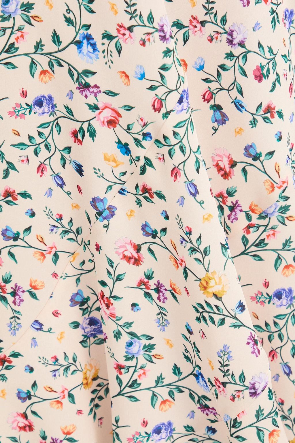 RABANNE Lace-trimmed floral-print twill maxi skirt