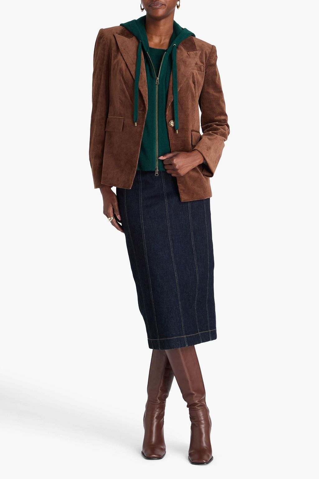 VERONICA BEARD Wool and cashmere-blend hooded dickey