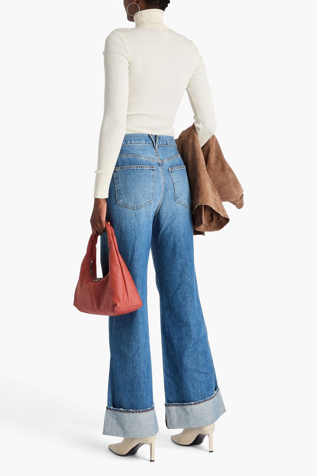 VERONICA BEARD Hoch sitzende Jeans „Taylor“ mit weitem Bein in ausgewaschener Optik