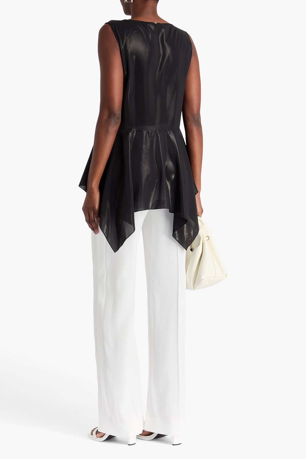 HIGH Metallic georgette peplum top