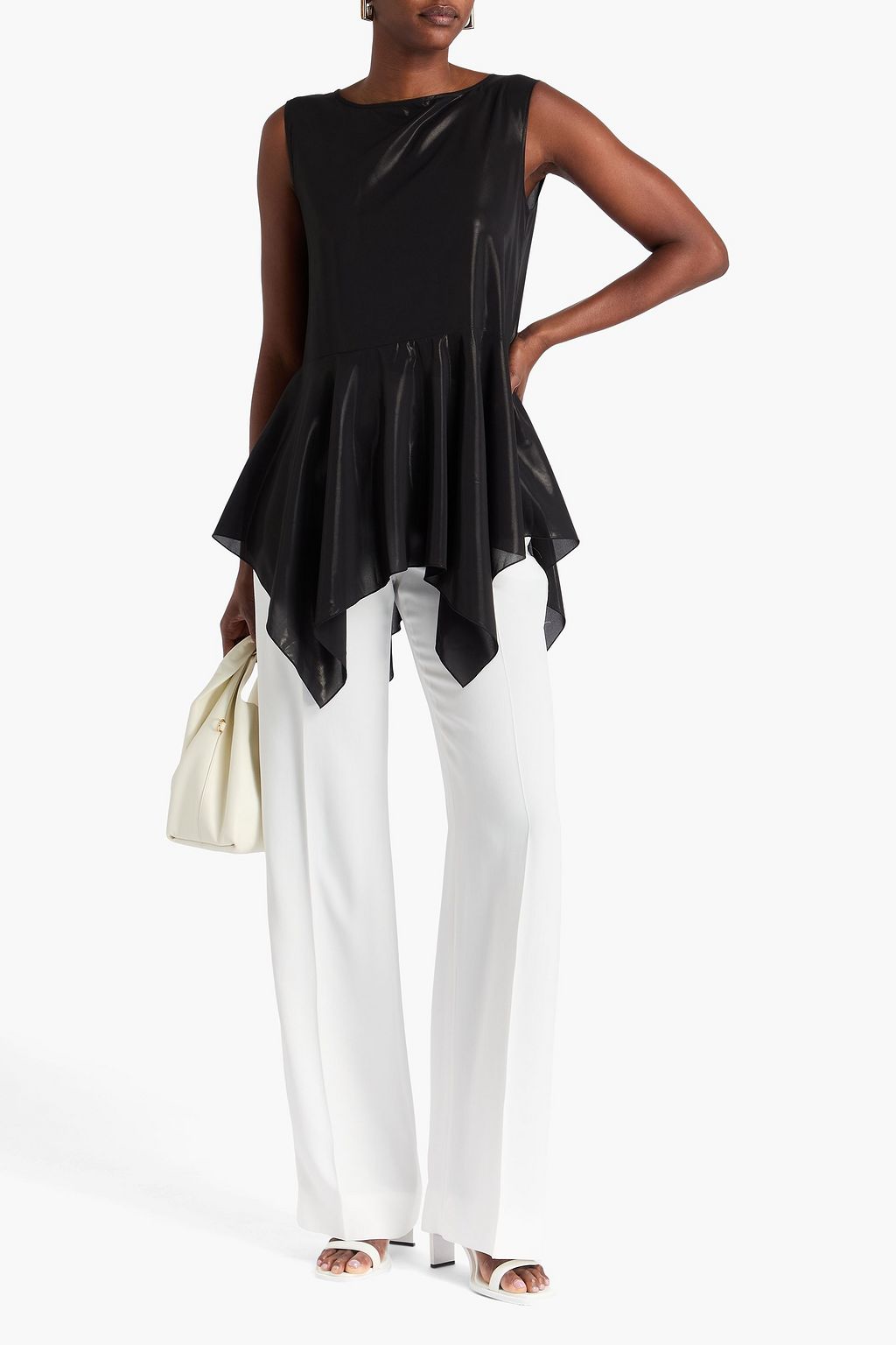 HIGH Metallic georgette peplum top