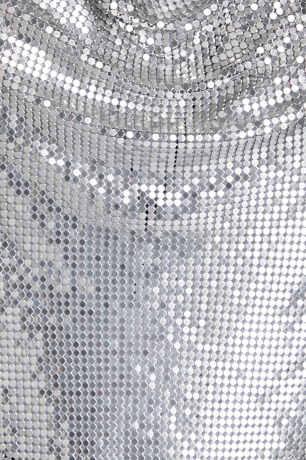 RABANNE Lace-trimmed chainmail-paneled organza maxi dress