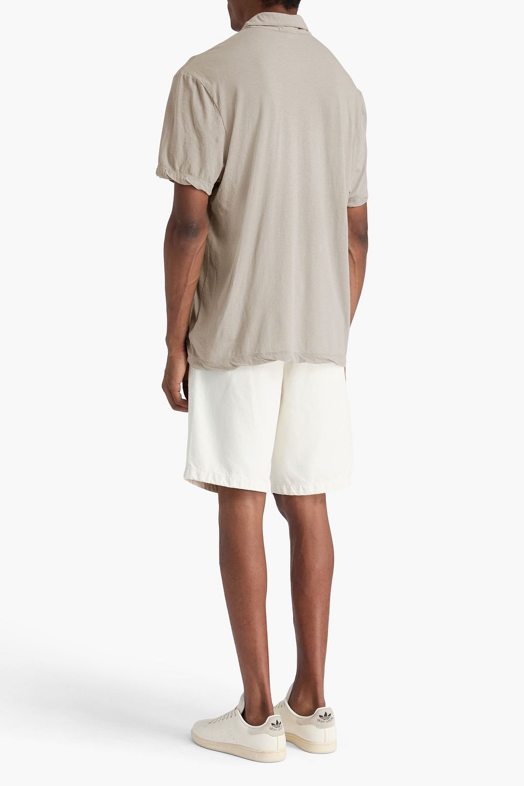 JAMES PERSE Cotton and linen-blend jersey polo shirt
