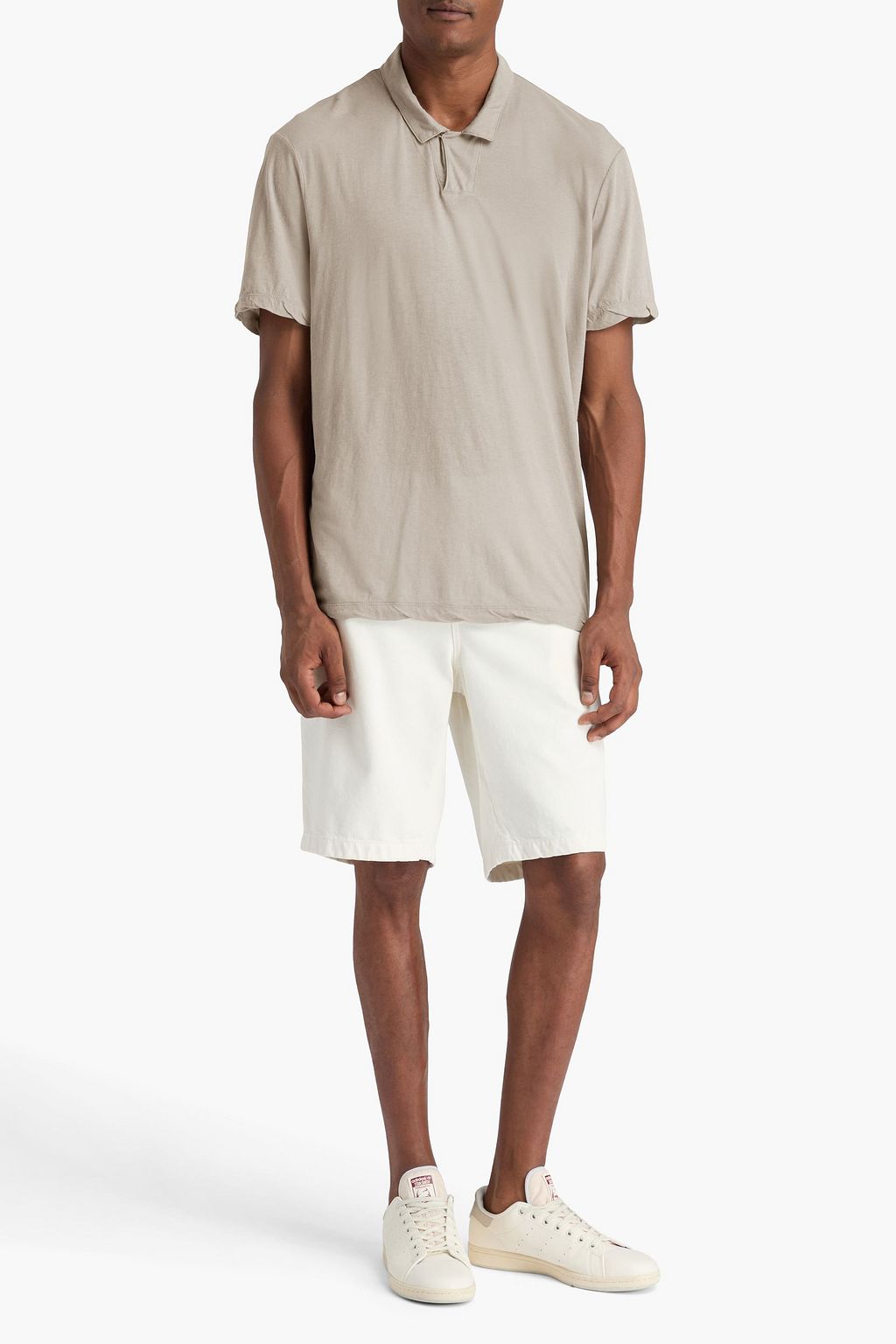 JAMES PERSE Cotton and linen-blend jersey polo shirt
