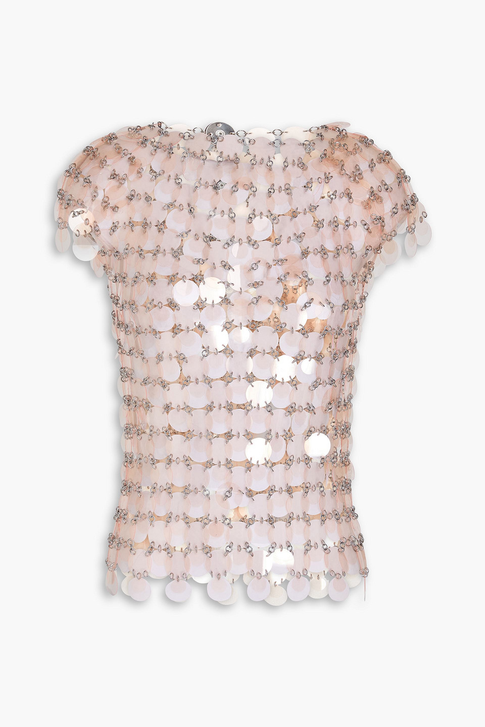 rabanne - sequined chainmail top - orange - fr 38