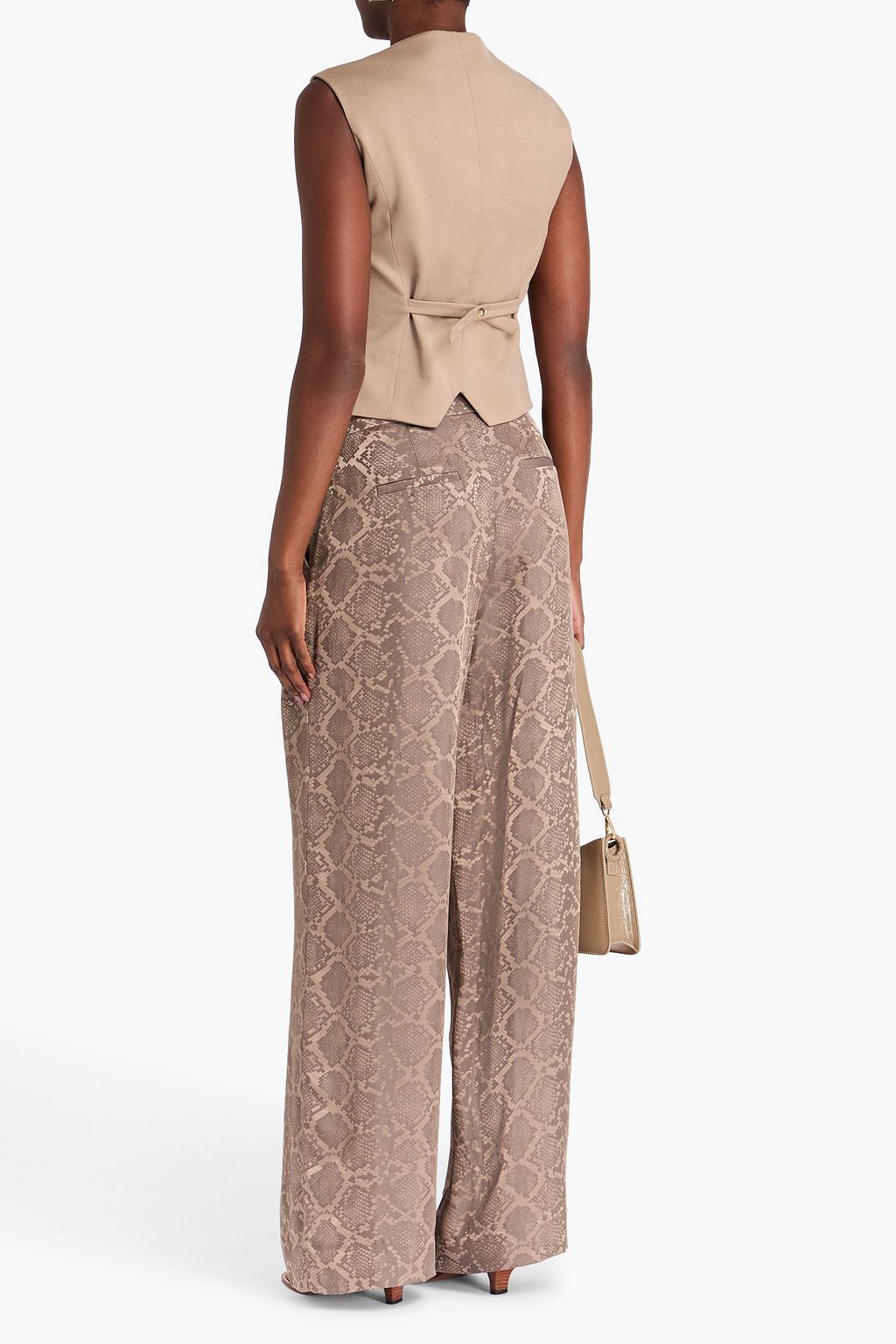 SIMKHAI Kyra snake-print satin-jacquard wide-leg pants