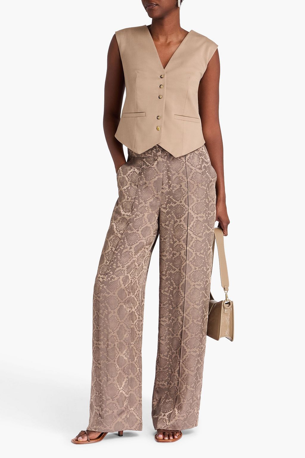 SIMKHAI Kyra snake-print satin-jacquard wide-leg pants