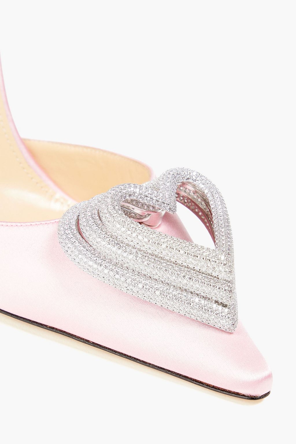 MACH & MACH Triple Heart crystal-embellished satin pumps