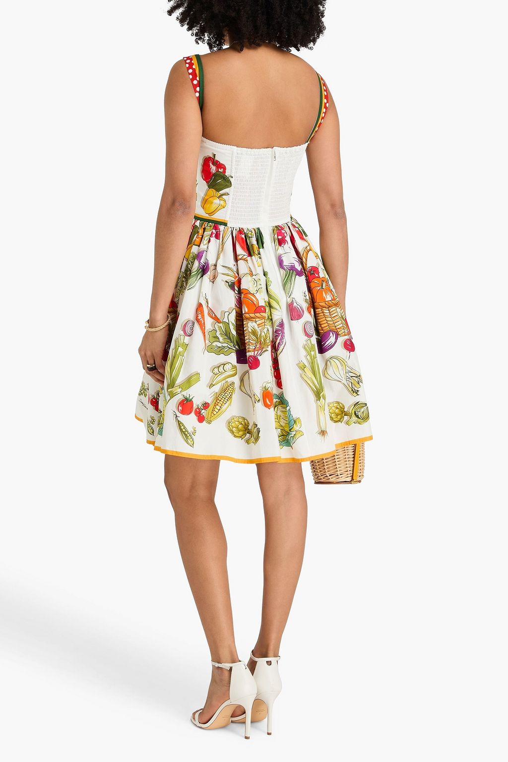 DOLCE&GABBANA فستان قصير بتأثير مزموم من قطن بوبلين مزين بطبعات