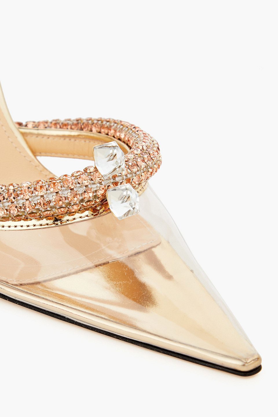 MACH&MACH GEORGIA CRYSTAL-EMBELLISHED METALLIC LEATHER AND PVC PUMPS