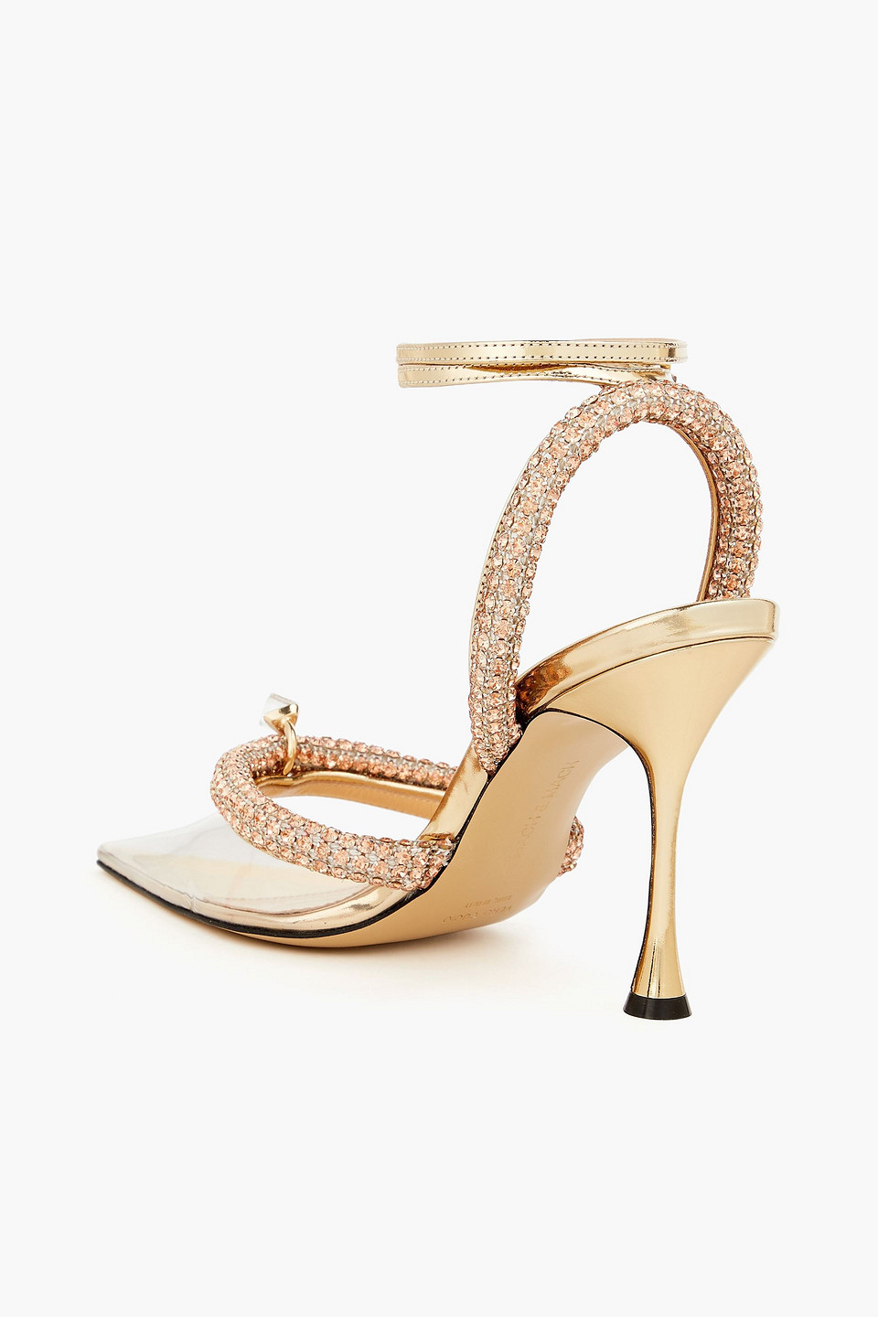 MACH&MACH GEORGIA CRYSTAL-EMBELLISHED METALLIC LEATHER AND PVC PUMPS