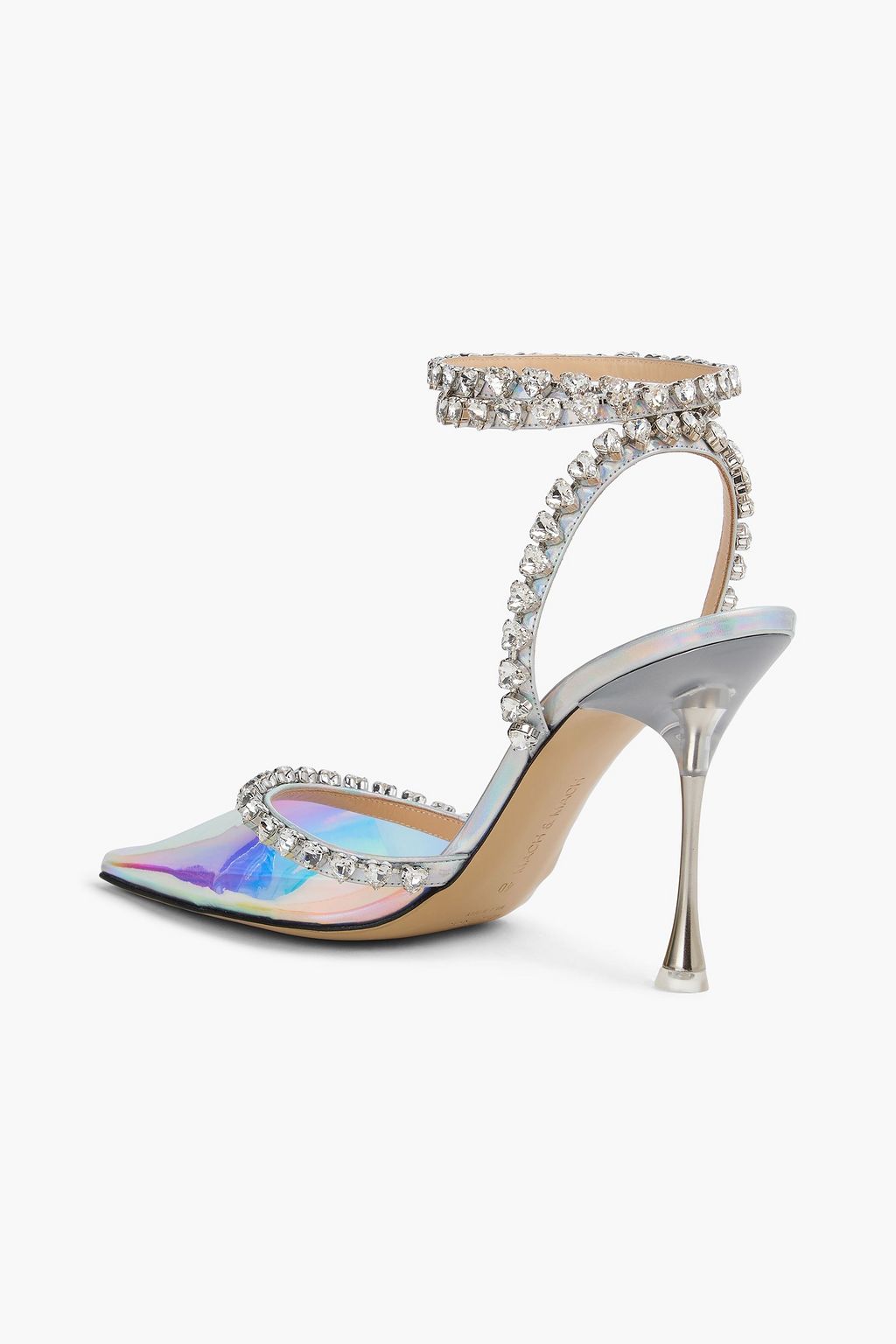 MACH & MACH Pumps „Audrey“ aus Leder und changierendem PVC mit Kristallverzierung
