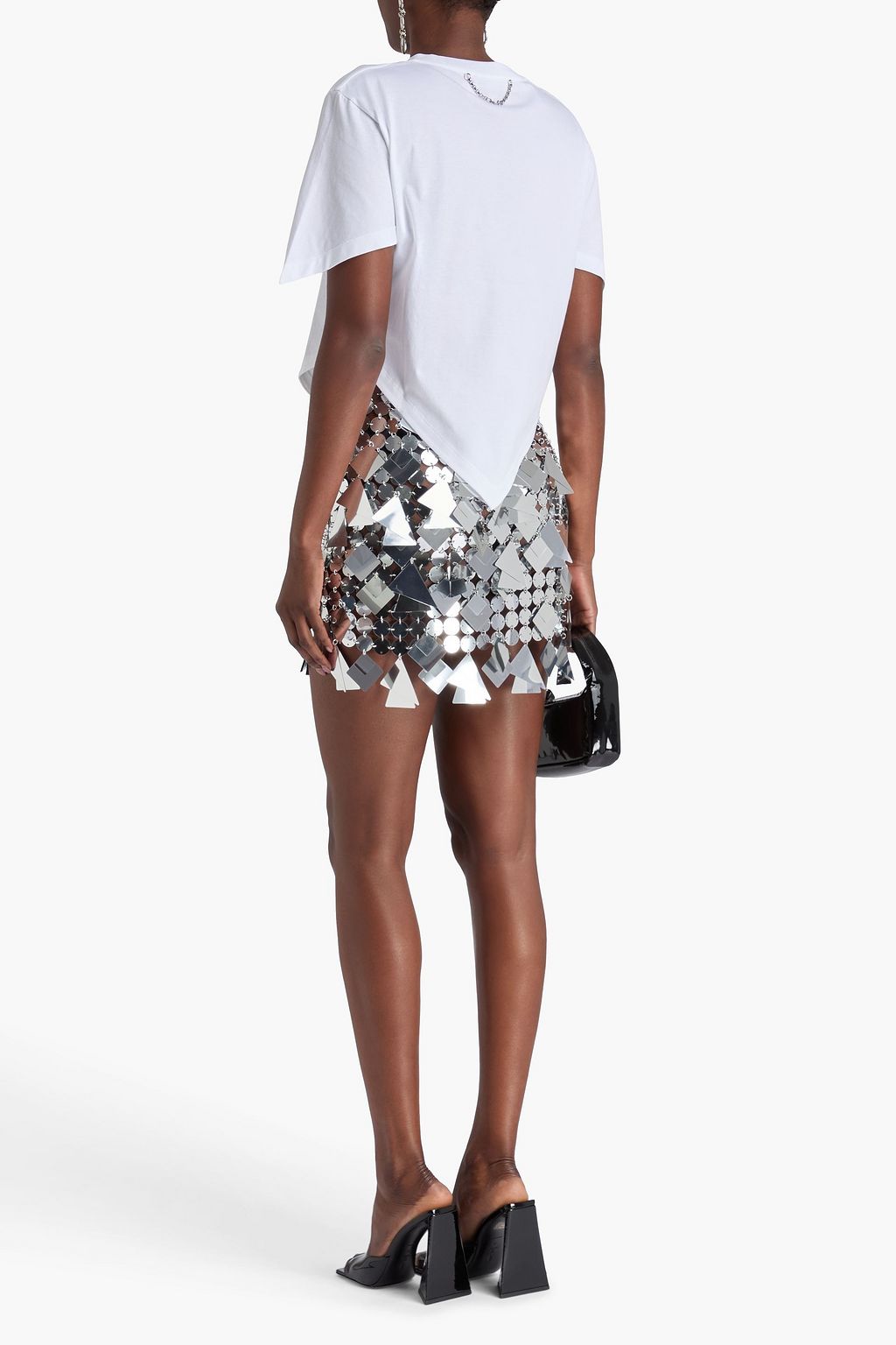RABANNE Sequin-embellished chainmail mini skirt
