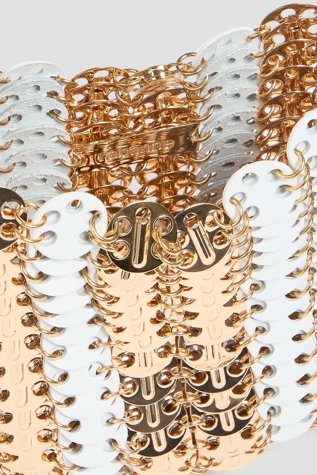 RABANNE Striped chainmail and leather shoulder bag