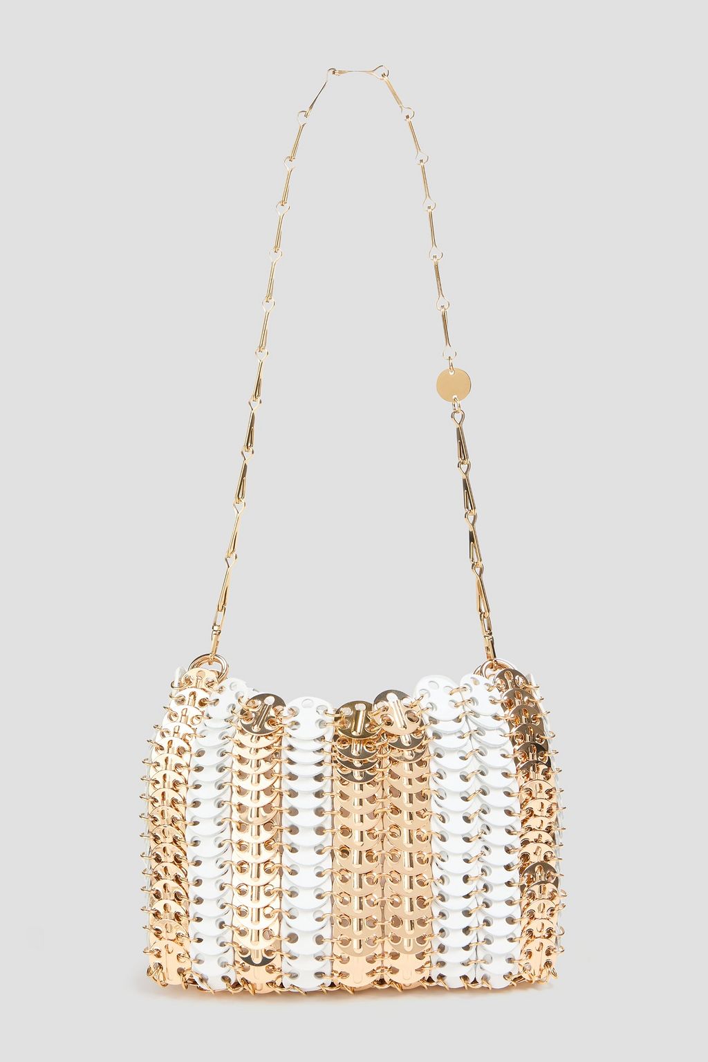RABANNE Striped chainmail and leather shoulder bag