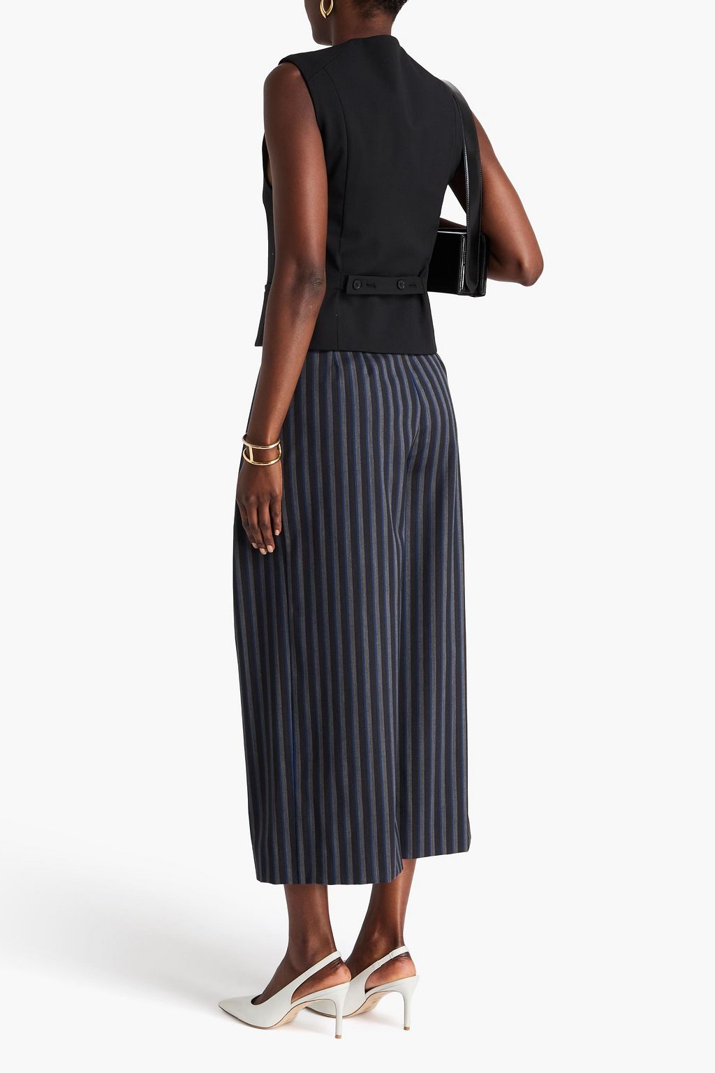 DOLCE&GABBANA Cropped striped wool-blend twill wide-leg pants
