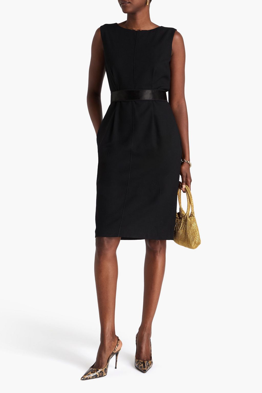 DOLCE&GABBANA Kleid aus Crêpe aus einer Wollmischung mit Satinbesatz