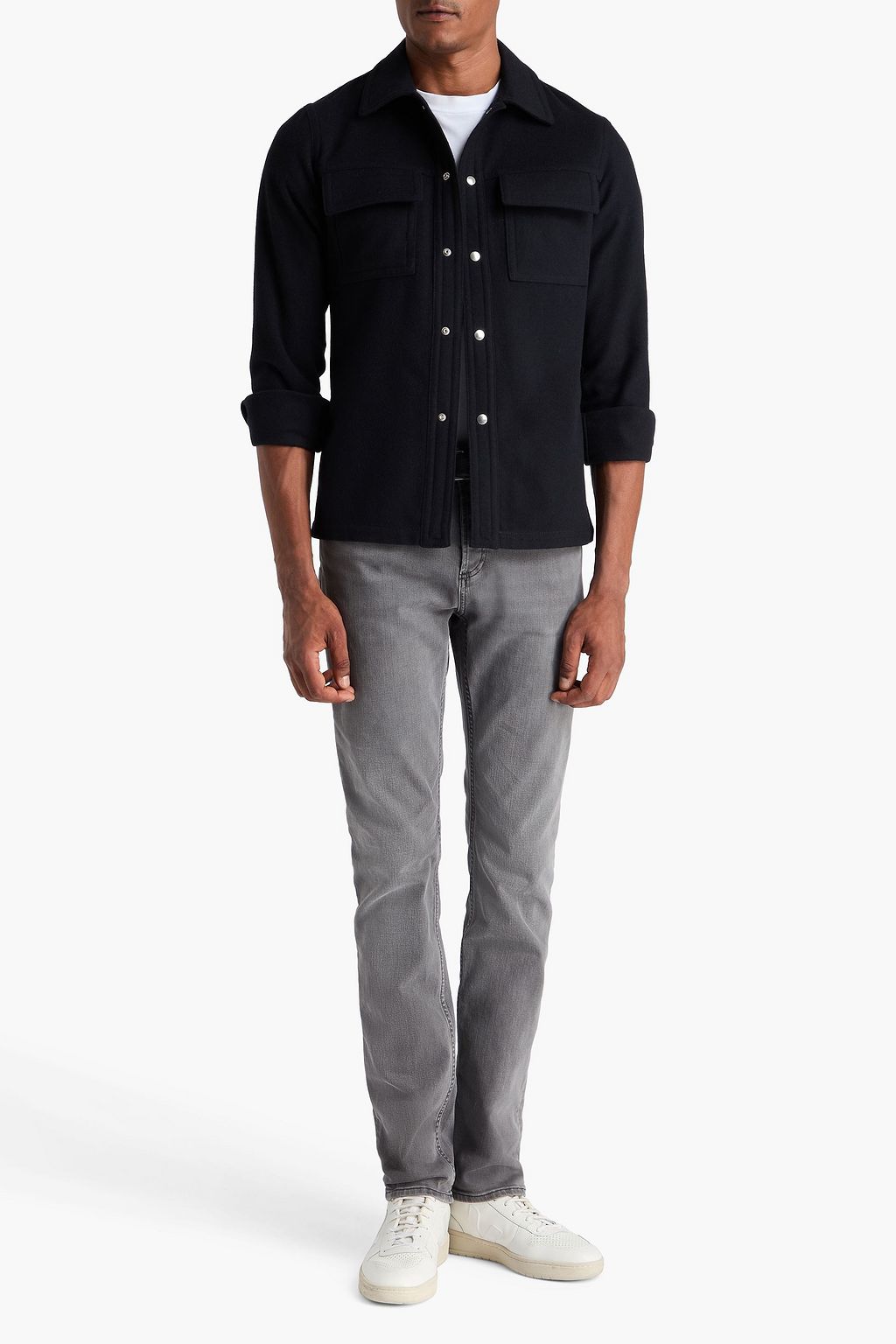 SANDRO Wool-blend flannel overshirt
