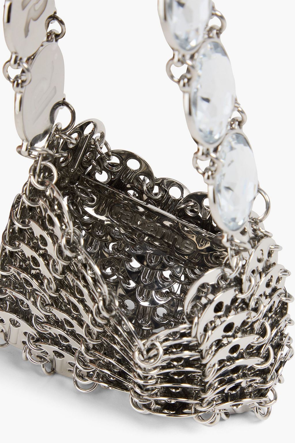 RABANNE Crystal-embellished chainmail tote