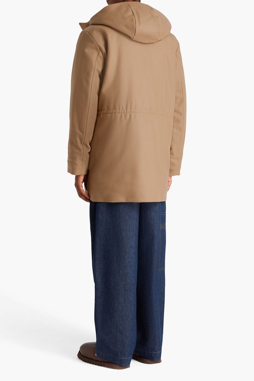 SANDRO Wool-blend felt hooded parka