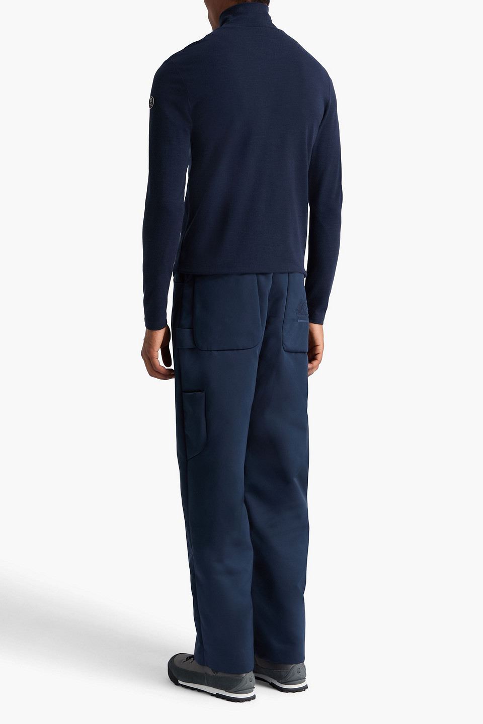 We Norwegians Voss Striped Merino Wool-blend Half-zip Base Layer In Blue