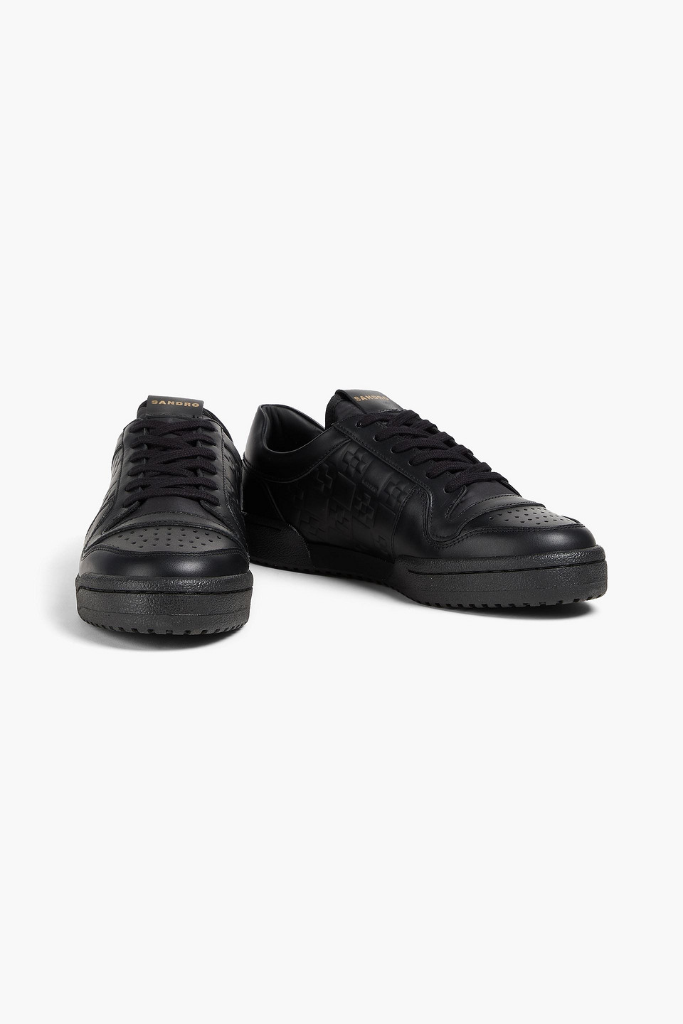 SANDRO EMBOSSED LEATHER SNEAKERS