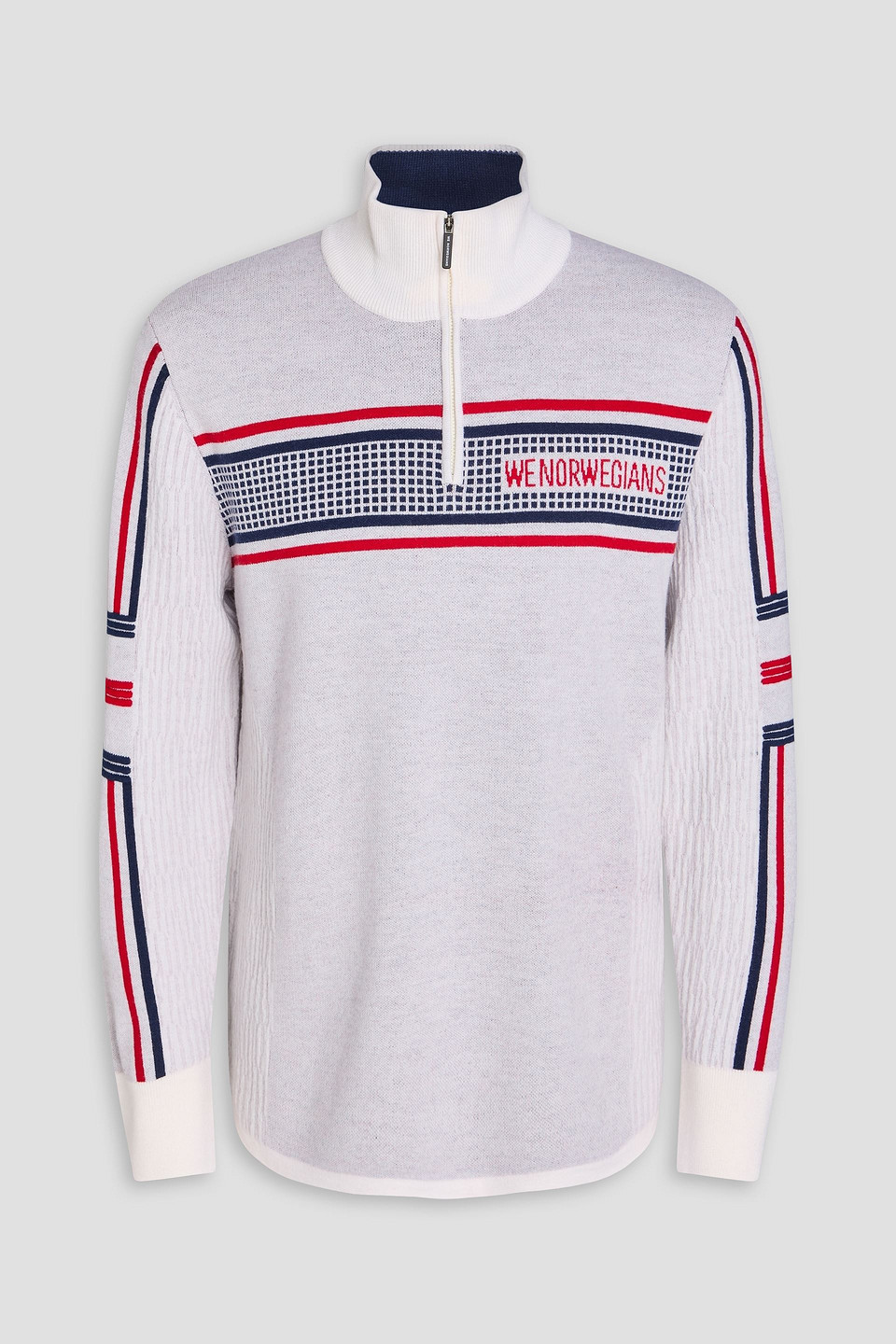 We Norwegians Stryn Jacquard-knit Merino Wool And Cashmere-blend Half-zip Sweater In White