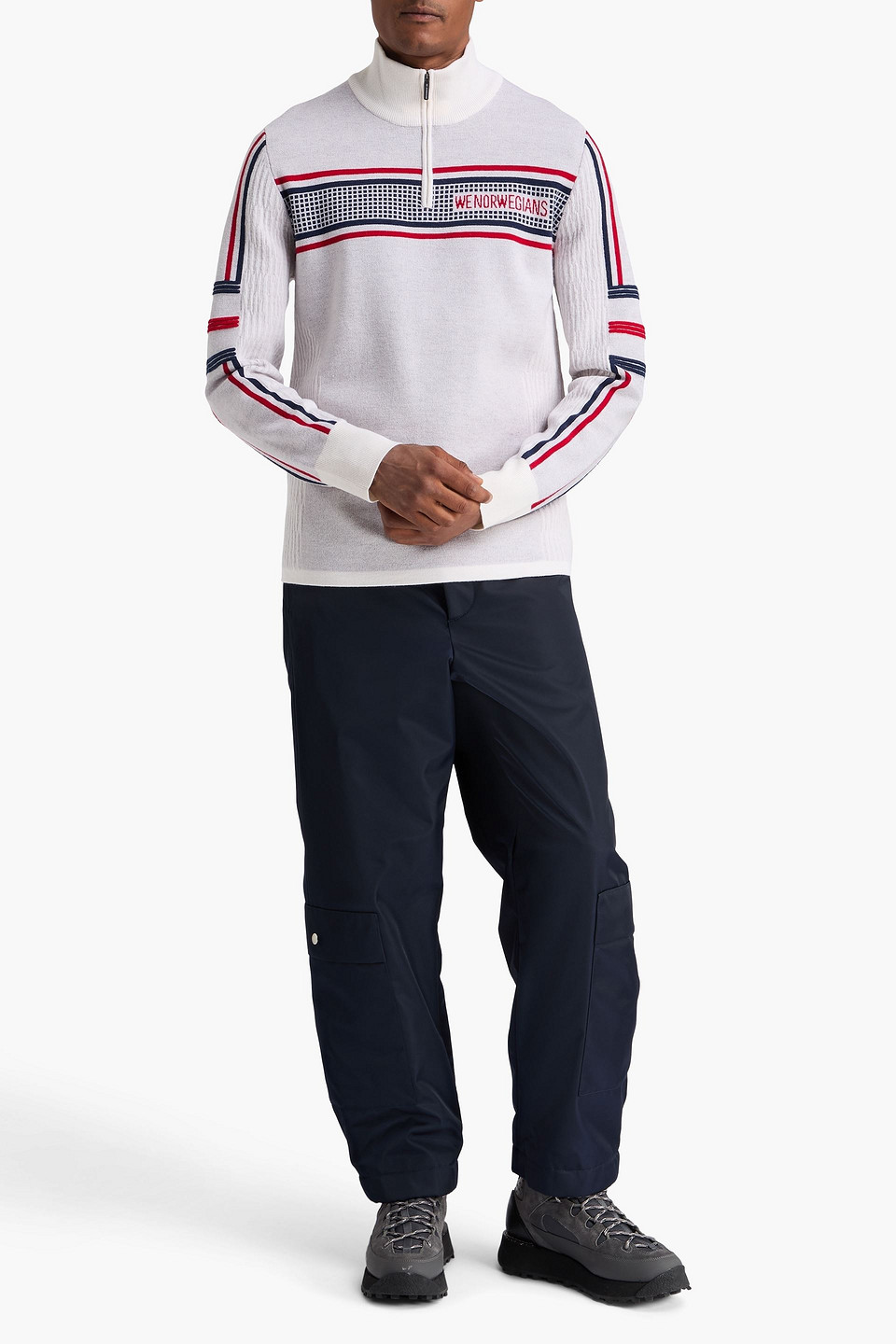 We Norwegians Stryn Jacquard-knit Merino Wool And Cashmere-blend Half-zip Sweater In White